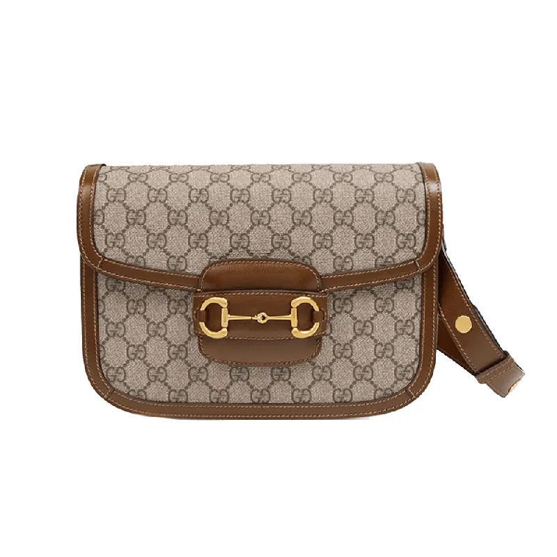 Gucci Horsebit 1955 Small Shoulder Bag Beige Ebony Brown | iStyle
