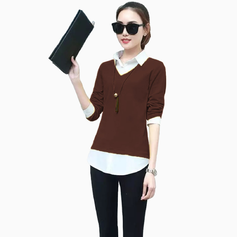 Blouse Rompi  Wanita  Clozhi Zashi Blouse 2in1 Kemeja 