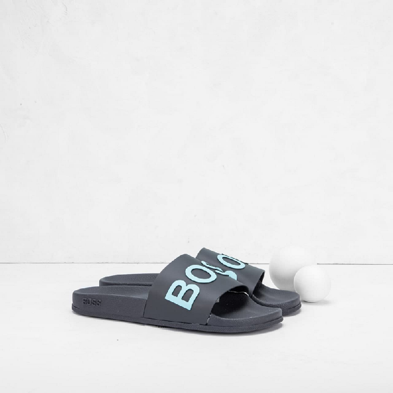 hugo boss black and grey sliders