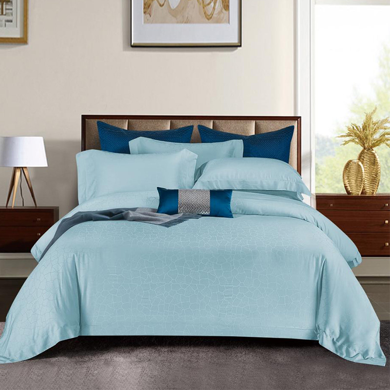 light blue bed covers