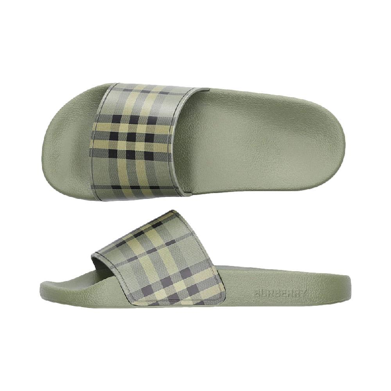 green burberry slides