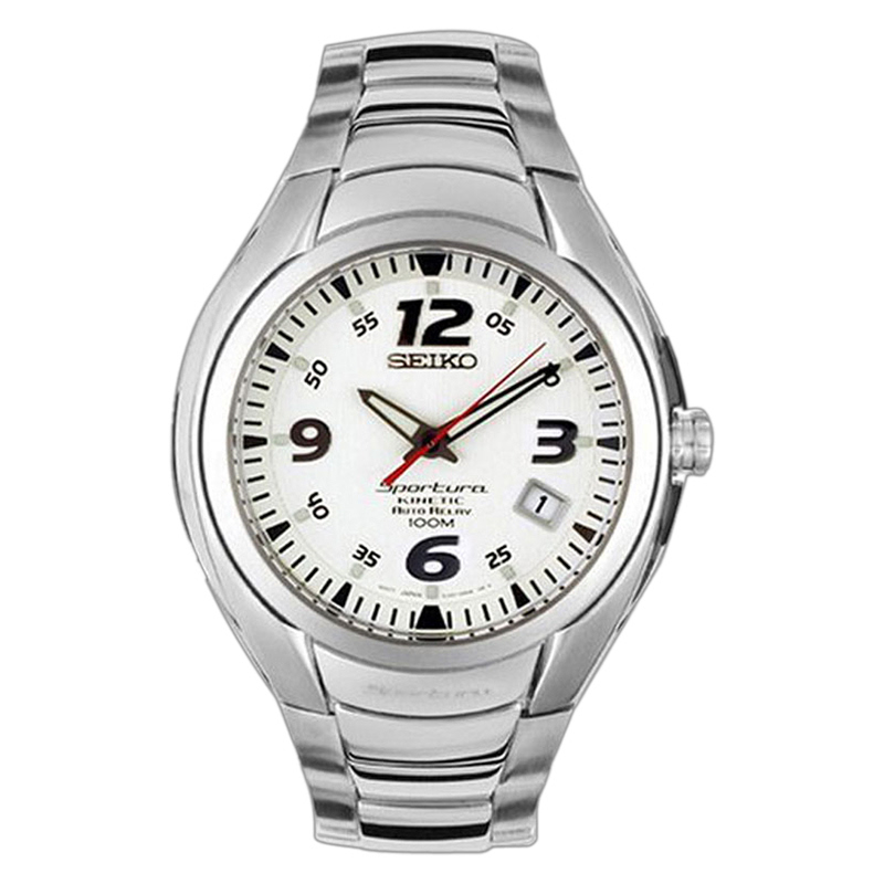 Jam Tangan Pria Seiko Sportura SNG021P1 Kinetic Auto Relay White