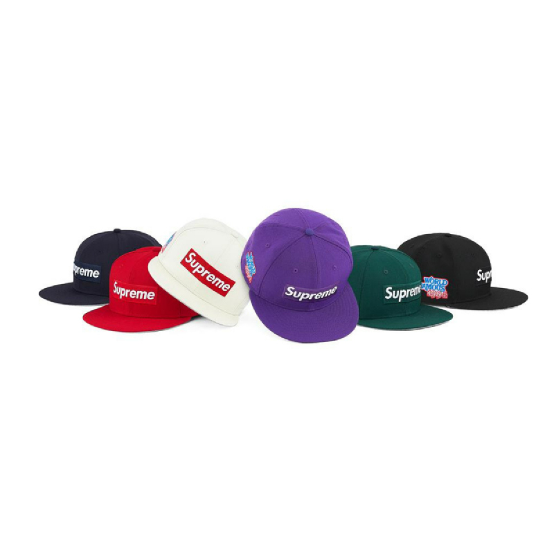 supreme world famous box logo new era white