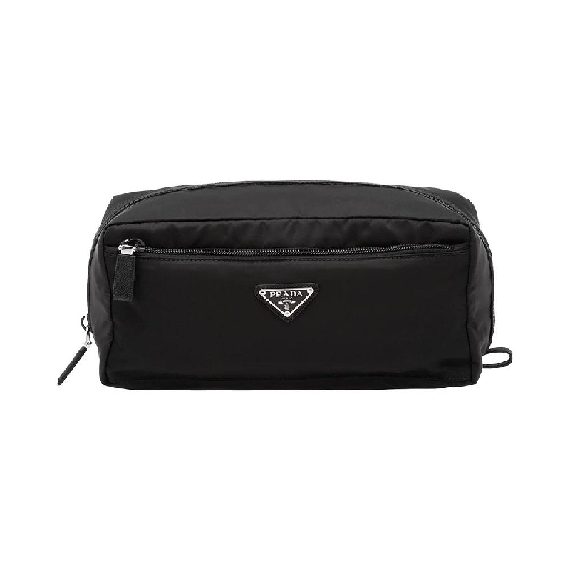 prada black zip travel pouch