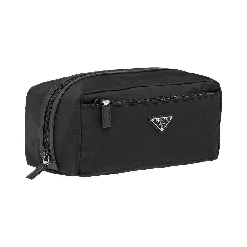 prada black zip travel pouch