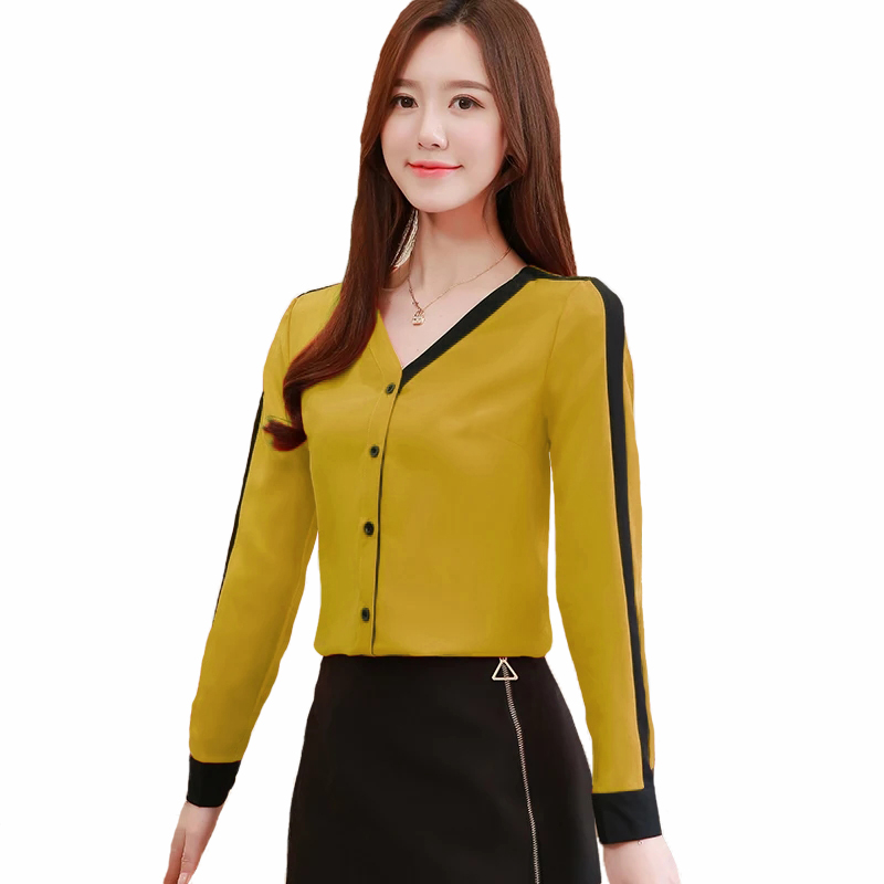 Jfashion Kemeja Lengan Panjang Wanita Gaya Korea Model Terbaru Jfashion Silviona Kuning Istyle