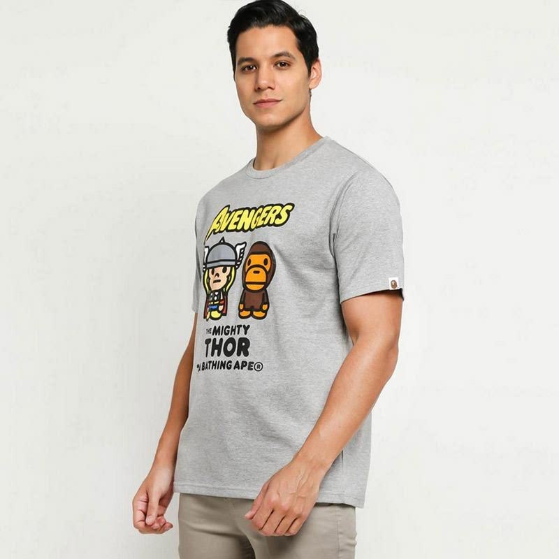 BAPE X Marvel Milo Mighty Thor Tee T-Shirt Pria - Grey