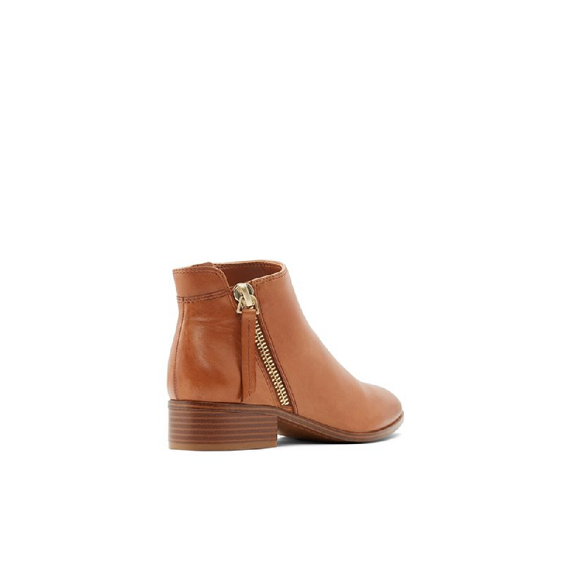 tan faux leather ankle boots