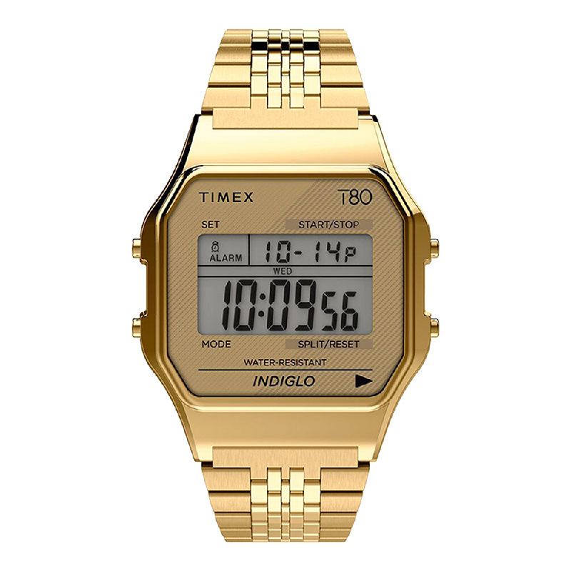 Jam Tangan Timex T80 TW2R79200 Indiglo Digital Dial Gold Stainless