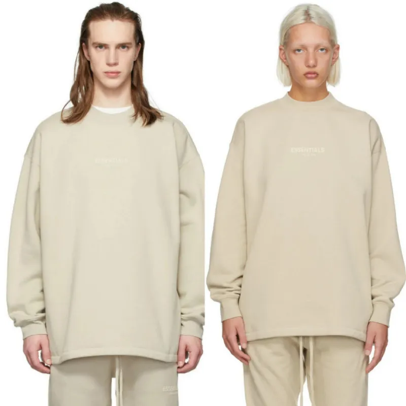 Fear Of God Essentials Logo Relaxed Crewneck Wheat - FOG-LGR-CN-WT