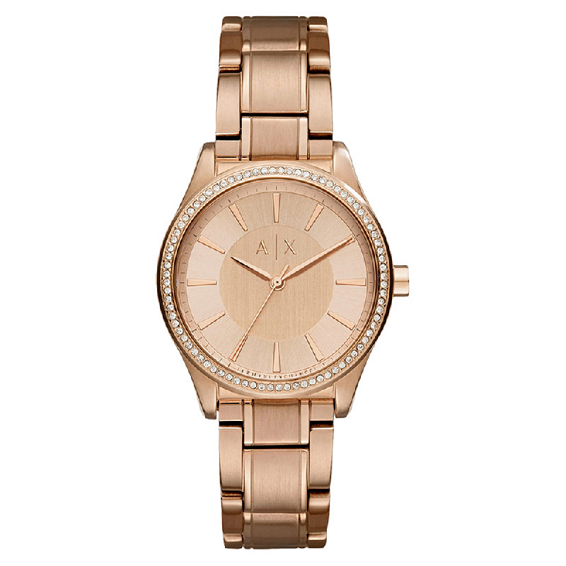 ladies rose gold armani exchange watch