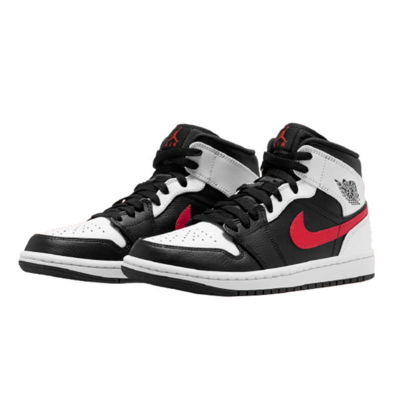 jordan 1 mid black chile red white