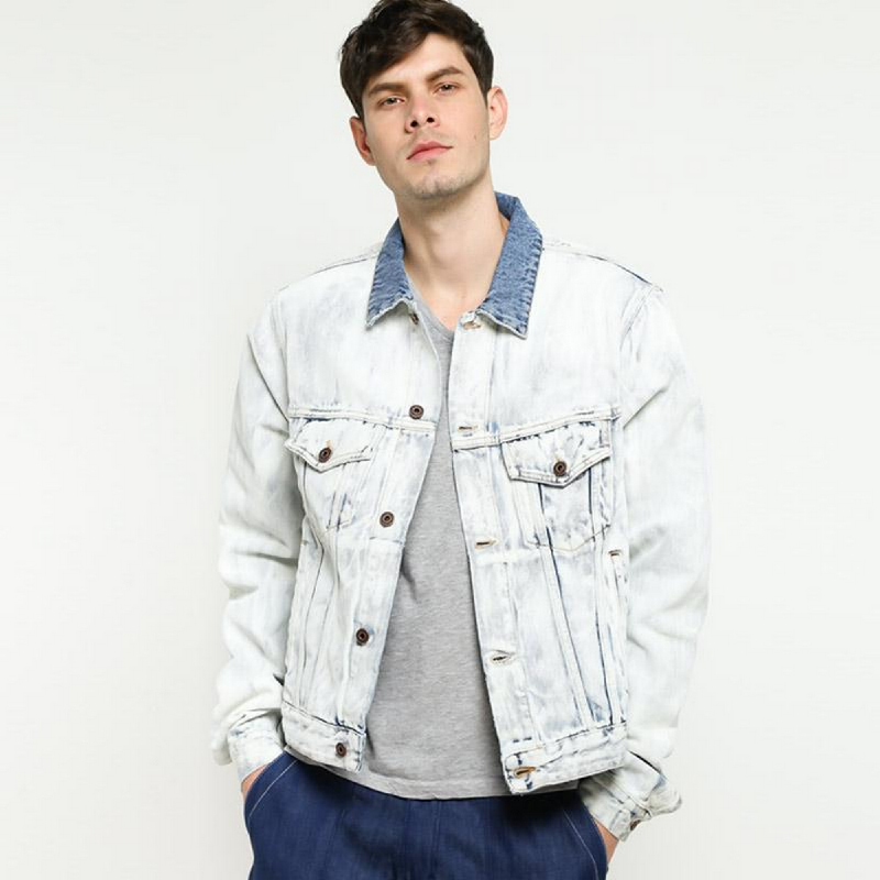 off white bleached denim jacket