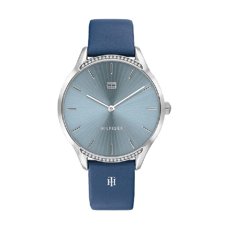 tommy hilfiger blue leather watch