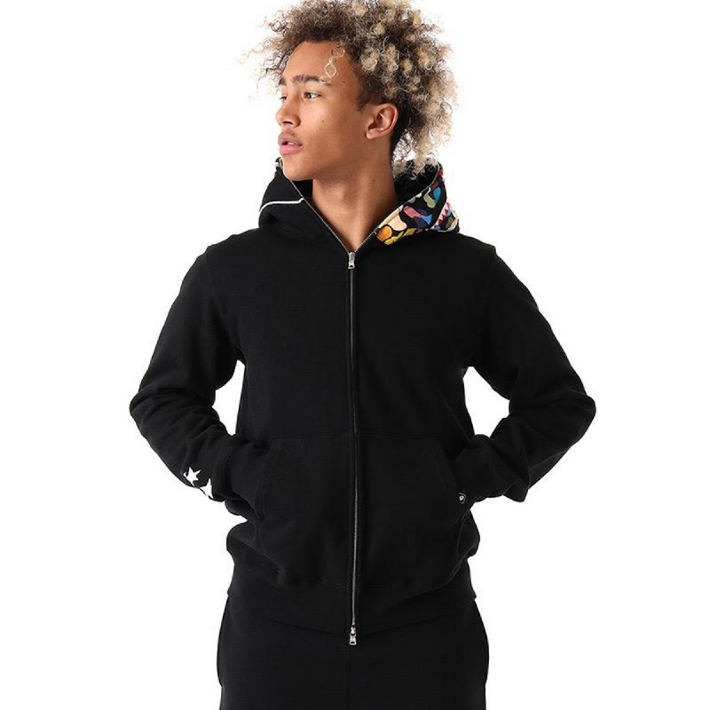 BAPE X F.C.R.B. Shark Full Zip Jaket Hoodie Pria - Black | iStyle