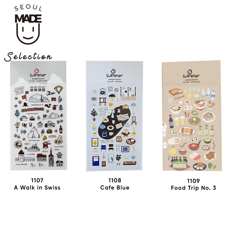 Suatelier Sticker Bundling 3 Pcs (1107 A Walk in Swiss + 1108 Cafe Blue +  1109 Food Trip No. 3) | iStyle