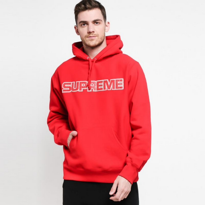 Supreme perforated store leather hooded sweatshirt