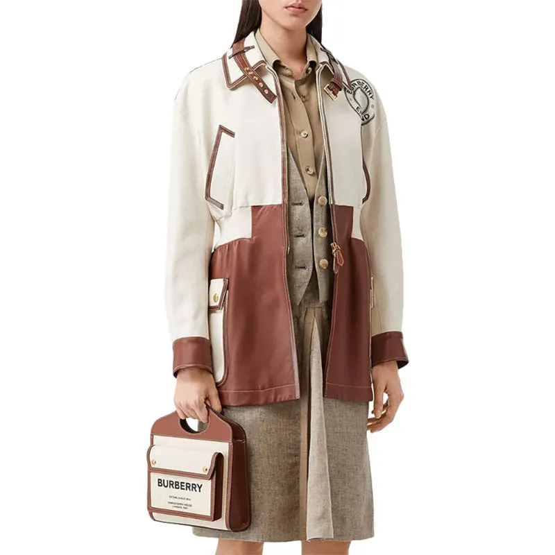 Burberry Mini Two-tone Canvas and Leather Pocket Bag in Malt Brown – COSETTE