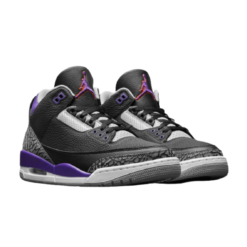 black and purple jordan 3