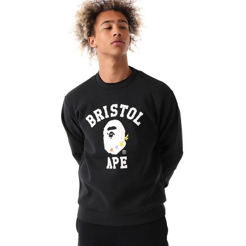 BAPE X Fcrb College Crew Neck Sweater Pria - Black | iStyle