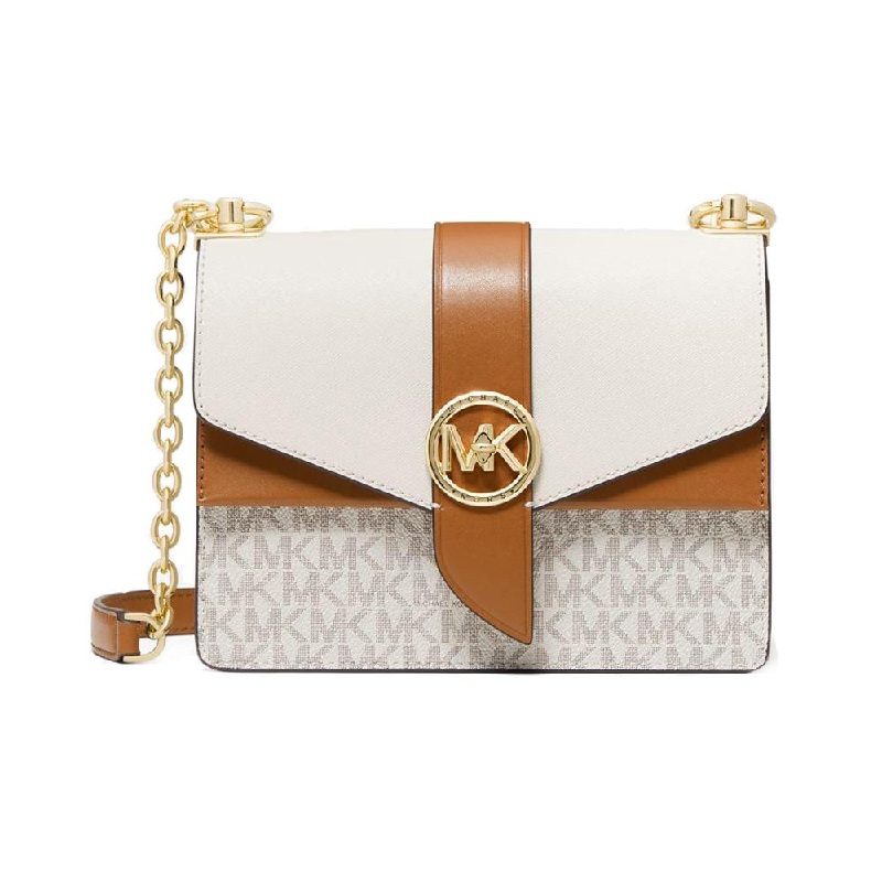 michael kors logo and leather crossbody bag