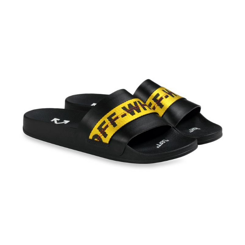 off white industrial flip flops