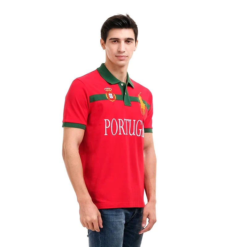 Polo Ralph Lauren Men Polo Shirt World Cup Series Portugal Red Stripe Green  | iStyle