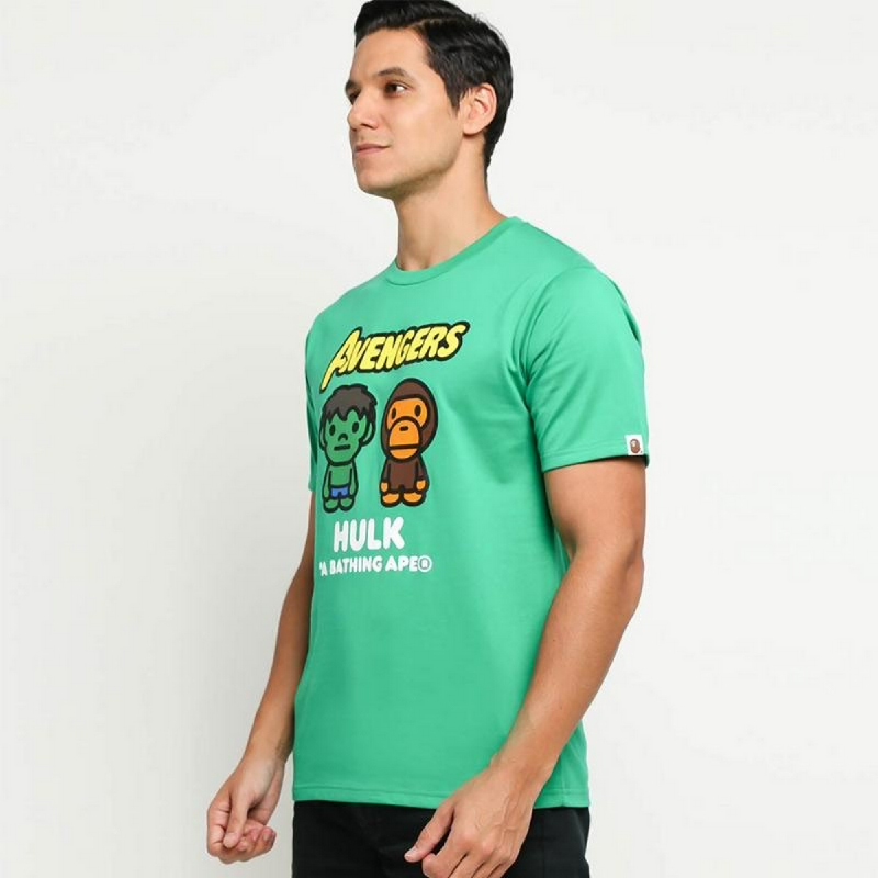 BAPE X Marvel Milo The Hulk Tee T-Shirt Pria - Green | iStyle